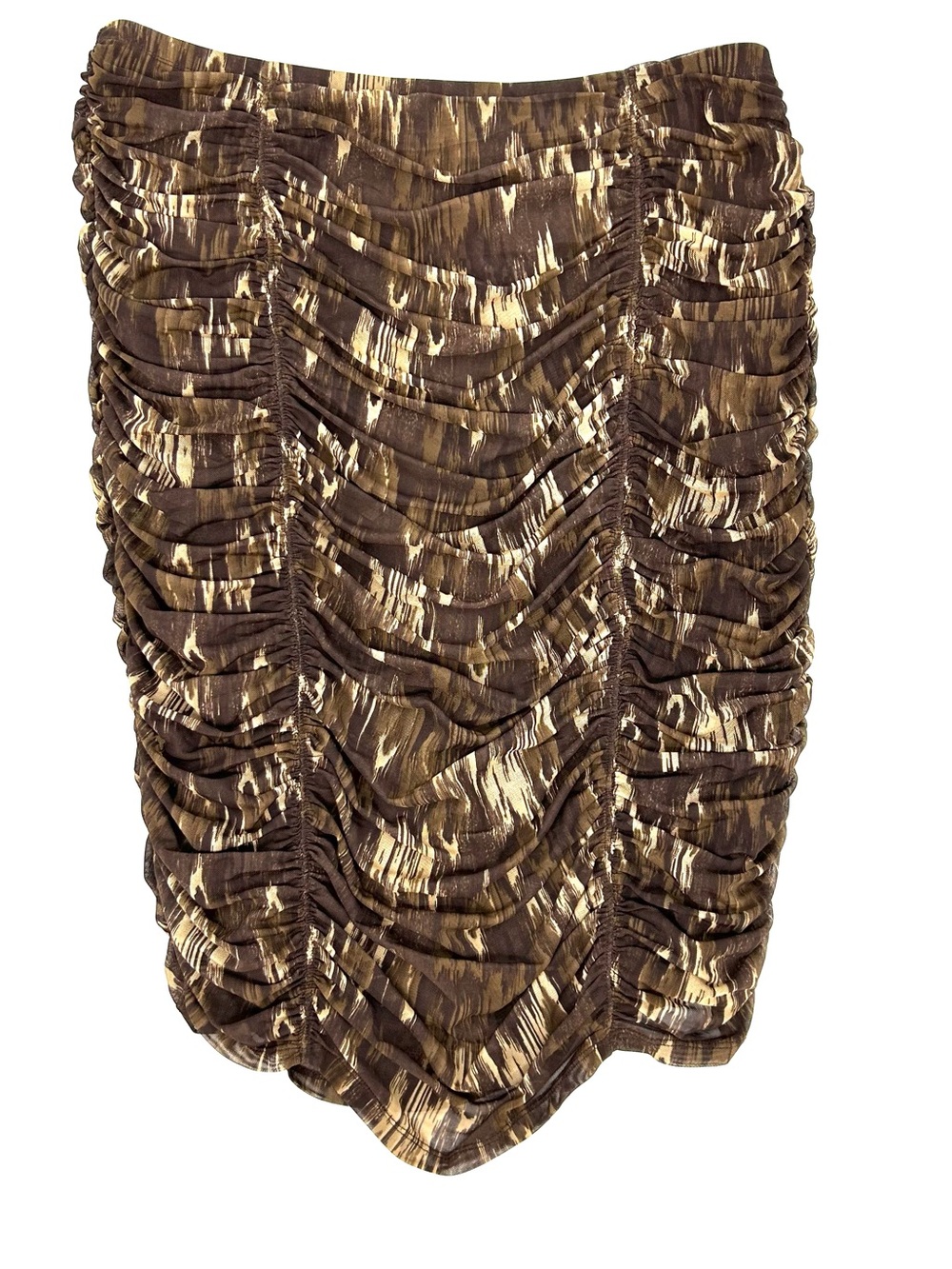 House of Harlow Ruched Midi Pencil Skirt Beown Mesh